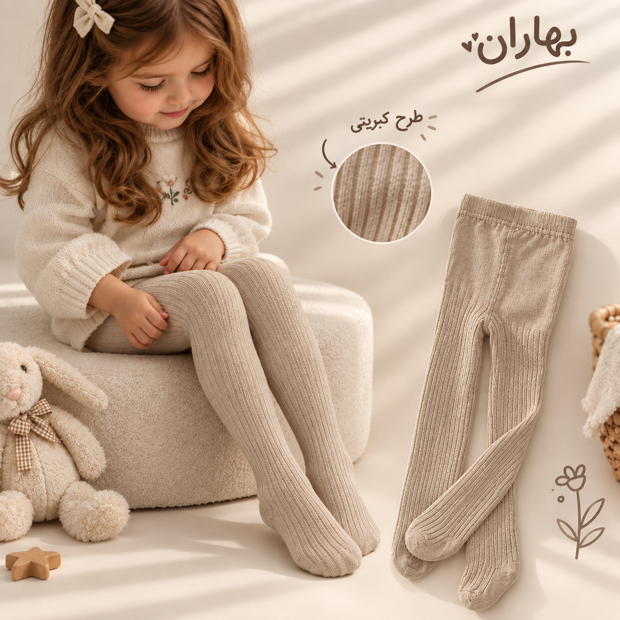 جوراب شلواری دخترانه طرح کبریتی